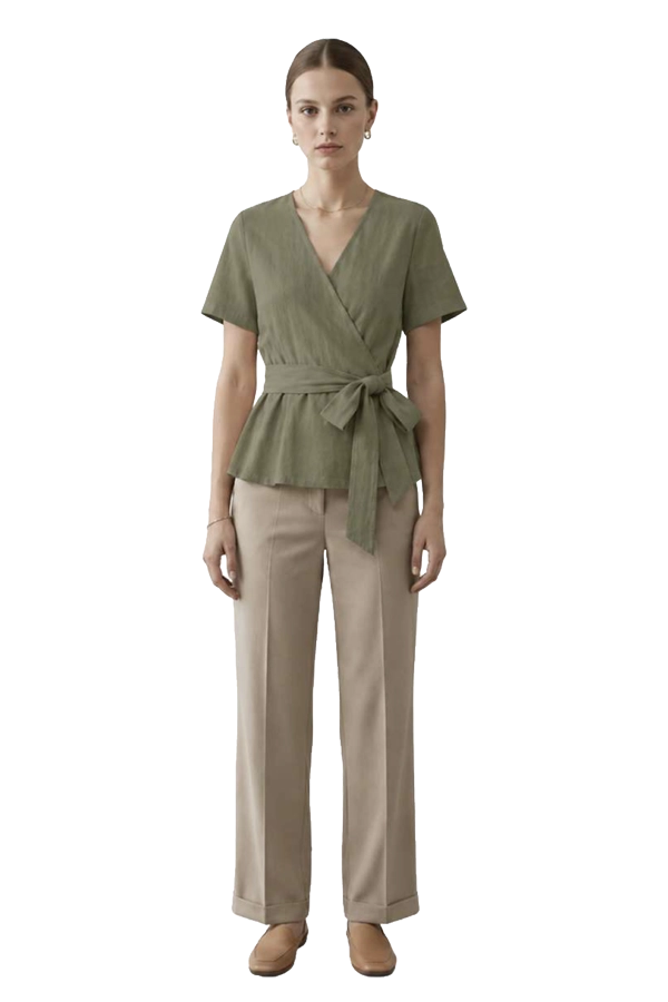 LINEN MUSE WRAP TOP | STYLE - IXLTMWA02