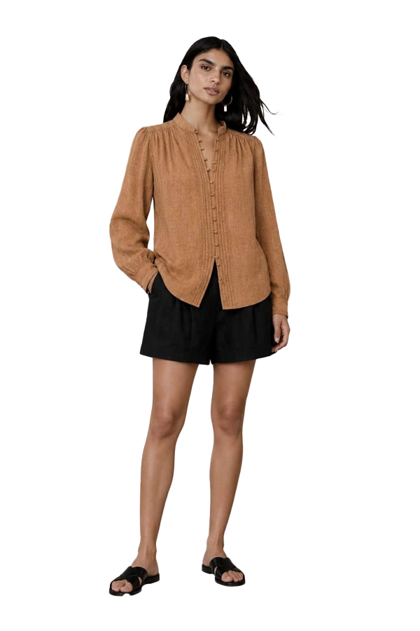 LINEN SOLENE BUTTON BLOUSE | STYLE - IXLBSBA10