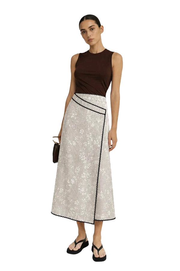 LINEN SOLENE WRAP SKIRT | STYLE - IXLSSWA08