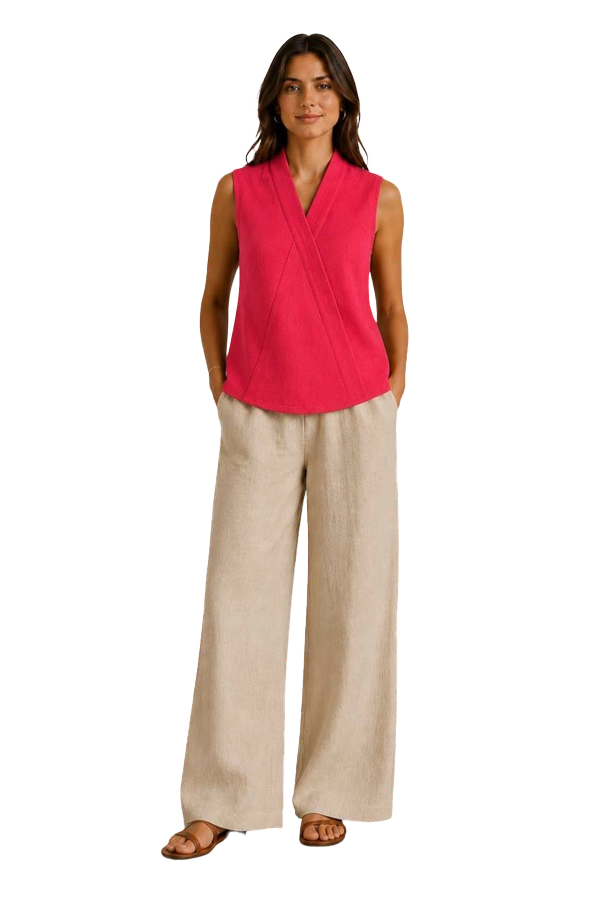 LINEN CROSS FRONT TOP | STYLE - IXLTCFA05