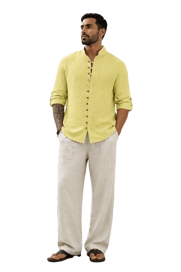 LINEN MANDERIN SHIRT | STYLE - IXMSLMA12