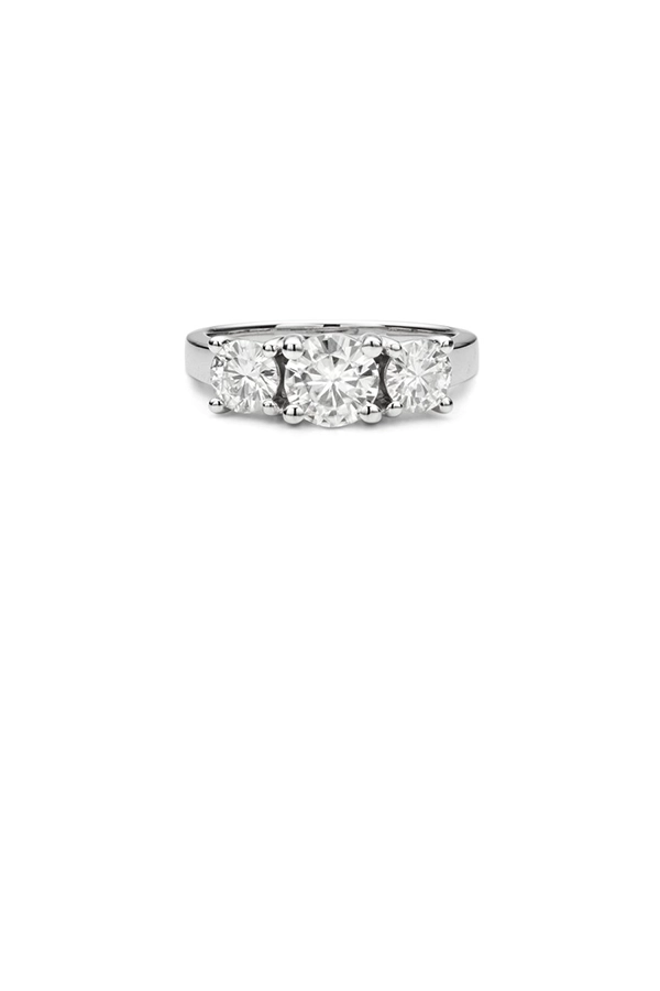 MOISSANITE THREE-STONE RING 6.5MM - WOMEN