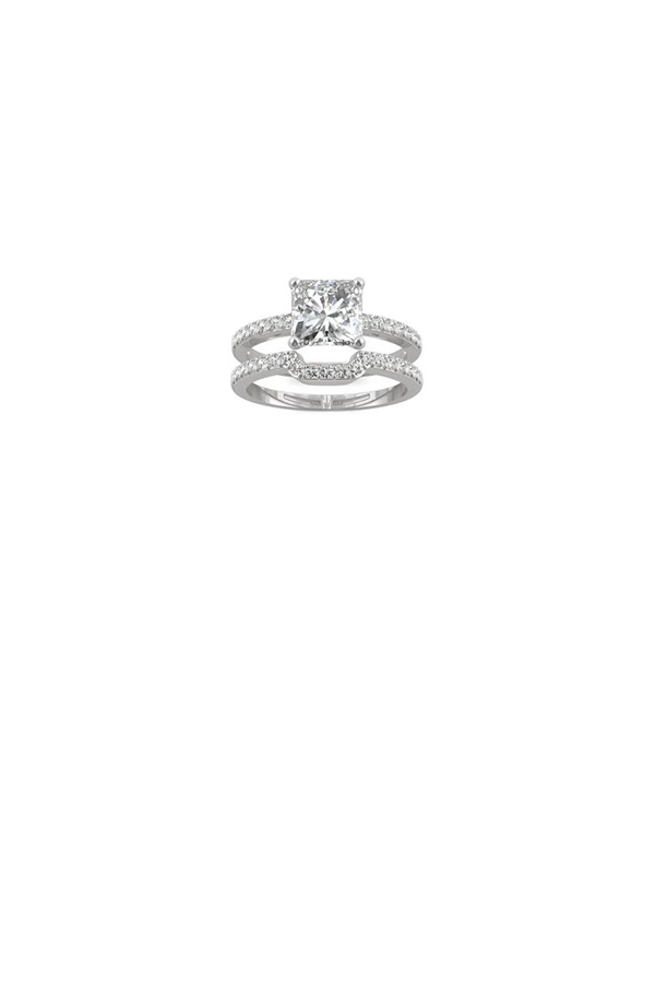 WHITE GOLD MOISSANITE SQUAR BRIDAL SET